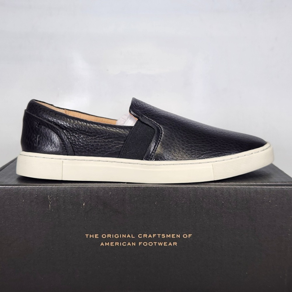 Frye Ivy Slip On Women Size 7.5 Black Tumbled Leather Sneaker Shoe